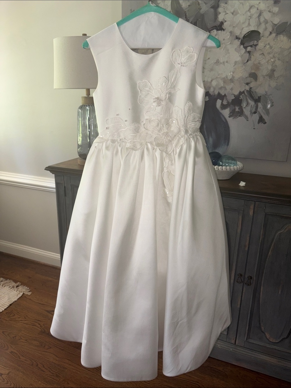 Anthropologie White Floral Appliqué Girls' Formal Dress